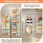 Extended Width Hanging Closet Organizer, 8 Tier Wire Storage Shelves | Hanging Closet Shelves Stackable Adjustable Detachable Foldable Heavy Duty - Image 7