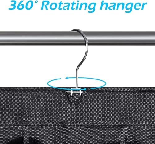 MISSLO 30 Large Pockets Dual Sided Hanging Shoe Rack for Closet Organizer with Rotating Hanger Hanging Shoe Shelves, Black - Image 4