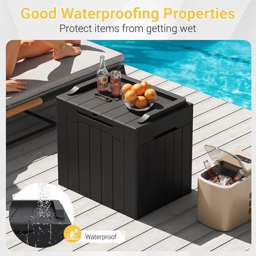 Greesum Outdoor Storage Box 31 Gallon Storage Box with Lid for Patio Furniture, Garden Tools, Pool Supplies, Waterproof and UV Resistant, Lockable, Dark Black - Image 5