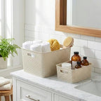 BINO | Plastic Storage Baskets, 33 Liter - 3 Pack, Natural | THE WOVEN COLLECTION | Storage Basket for Shelves | Woven Storage Baskets for Organizing Bins | Pantry Shelf Organizer | Container Bin - Image 3