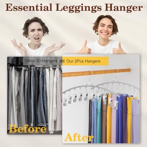 4 Pack Legging Organizer for Closet, Metal Gym Clothes Organizer w/40 Clips Holds 40 Leggings, Scarf Hangers Space Saving, Closet Organizers and Storage, Room Organization Essentials, Grey - Image 4