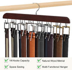 Belt Hanger for Closet with 14 Hooks, Belt Organizer Max 42 Belts Capacity - Image 3