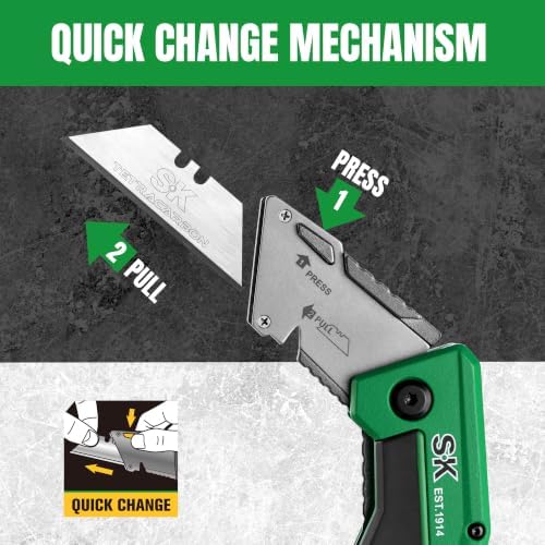 SK Folding Utility Knife with SK2M TAC Blade, Liner Lock, Aluminum Handle - Image 5