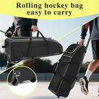 41-Inch Hockey Bag with Wheels, Large Ice Hockey Duffel Travel Bag for Equipment & Gear, 2 Sticks Field Hockey Bag with Separate Shoe Compartment (Black) - Image 6
