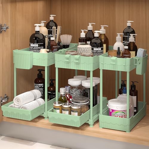 Sevenblue 3-Pack 2-Tier Under Sink Organizers with Sliding Drawers by Sevenblue