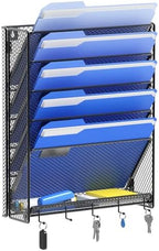 OUTWOLF Hanging Wall File Organizer with Hooks, 6 Tier Vertical Wall Mount File Holder, Paper Document Mail Organizer for Office by OUTWOLF
