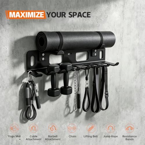 Multi-Purpose Gym Equipment Storage Rack Wall Mount for Home Gym - Image 6