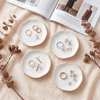 Ceramic Jewelry Tray, White Initial J Personalized Jewelry Dish - Image 3