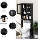 Over The Toilet Storage Cabinet for Bathroom, Black Storage Organizer Over Toilet, Space Saver with 2 Tempered Glass Doors, Black - Image 6