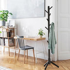 Simple Houseware Wooden Coat Rack Stand, Hall Tree with 9 Hooks, Black - Image 5
