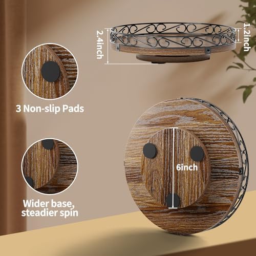 10" Lazy Susan Turntable Organizer for Table Top, Wooden Lazy Susan Cabinet - Image 2