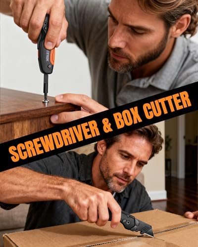 【4-in-1】 Multitool Folding Utility Knife Box Cutter, Navajas para Trabajo, Quick-Change Knife, 【Belt Clip】【Blade Storage】, Gifts for Fathers Dad Papa, Extra 10 SK5 Blades Included - Image 5