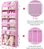 Extra Large Over The Door Organizer with Clear Pockets - 8 Compartments & XL Bottom Storage, Heavy-Duty Hanging Organizer for Bathroom, Bedroom, Closet (57 Inch Height). (Pink) - Image 3