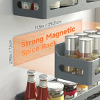 Sevenblue 4-Pack Magnetic Spice Rack for Refrigerator with Hooks, Grey - Image 2