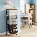 Rolling Cart with Drawers, Rolling Storage Cart with Large Plastic Drawers & Wooden Tabletop, Utility Cart with Pegboards & Basket, Storage Drawers Cart for Living Room, Classroom, Bedroom, Office by Unknown