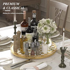 Gold and White Checkerboard Lazy Susan with Rubberwood Base and Metal Rail - Image 3