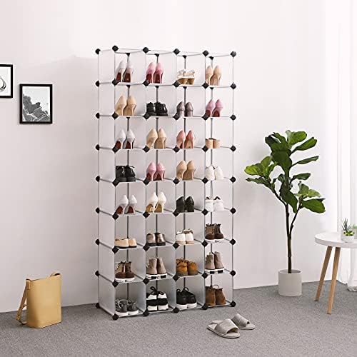 SONGMICS Shoe Rack, 32 Cubes Plastic Shoe Storage Organizer - Image 4