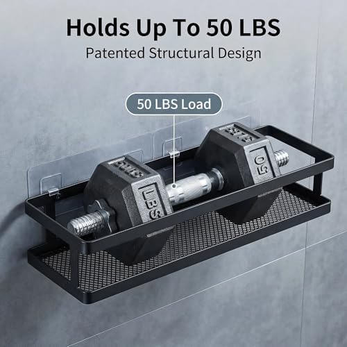 PUSDON 5-in-1 16.5" Extra Long Kitchen Organizer & Shower Caddy Set, Wall Mount Spice Rack with Paper Towel Holder, Utensil Holder & Soap Dish, Rustproof Mesh - Matte Black, Guardrail - Image 5