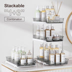 Delamu 2-Tier Multi-Purpose Bathroom Under Sink Organizers and Storage, Stackable Kitchen Pantry Organization, Pull Out Medicine Cabinet Organizer with Movable Dividers, Grey, 4 Pack - Image 3