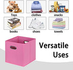 Black Foldable Storage Cubes Bins , Fabric Storage Box Cubes Organizer Baskets with Dual Handles for Home Organizer(Pink) - Image 3
