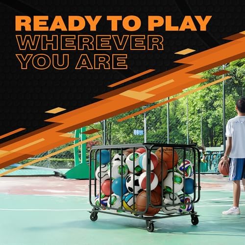 Ball Cart, Ball Storage, Basketball Cart, Volleyball, Large Metal Basket - Image 4