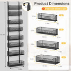 VyGrow Over the Door Organizer, 8-Tier Pantry Organizer with Fully Enclosed Mesh Baskets, Heavy-Duty Metal Hanging Spice Rack for Kitchen Bathroom Laundry Room, 2-in-1 Wall Mount or Door Mount, Black - Image 3