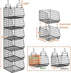 6-Tier Extended Depth Hanging Closet Organizers and Storage for Closet Organization, Stackable Hanging Shelves with Hooks for Clothes Sweaters Towels Purses, Fits Closet Shelves & Wire Metal Shelving - Image 3