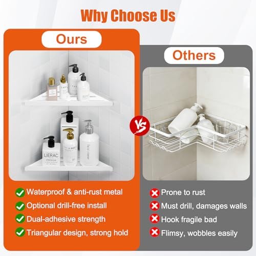 Fikoksol Shower Caddy Storage, Triangle Corner Shelf with Adhesive Glue - Image 4
