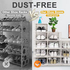 Kuject 12 Pack Large Shoe Boxes, Clear Stackable Containers with Lids,White - Image 5