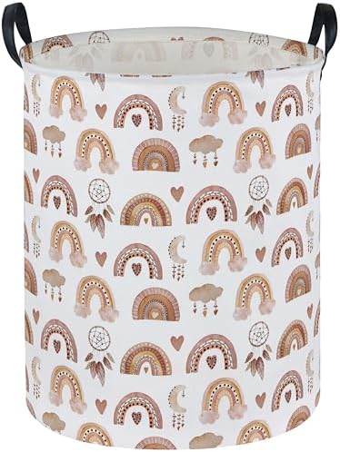 Essme Kids Laundry Basket,Rainbow Hamper Collapsible Canvas Waterproof Storage Bin for Girls, Cute Hamper,Gift Baskets.(Dream rainbow) by ESSME