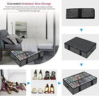 Onlyeasy 2 Pack Under Bed Shoe Storage Organizers with Handles & Clear window (Fit 14 +14 Pairs), Sturdy Underbed Box Organizer Shoe Storage Bags for Kids & Adults, Linen-like Black, MXAUBS14S14 - Image 6