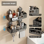 Voldra Shower Caddy Suction Cup, Shower Shelves for Inside Shower No Drilling, Aluminum Suction Showers Organizer for Wall with Towel Bar & Hooks Removable Bathroom Storage Rack(1 Pack-Gray) - Image 2