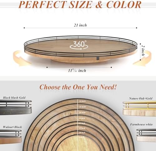 AMH 21-Inch Extra Large Farmhouse Oak Lazy Susan Organizer - Image 6