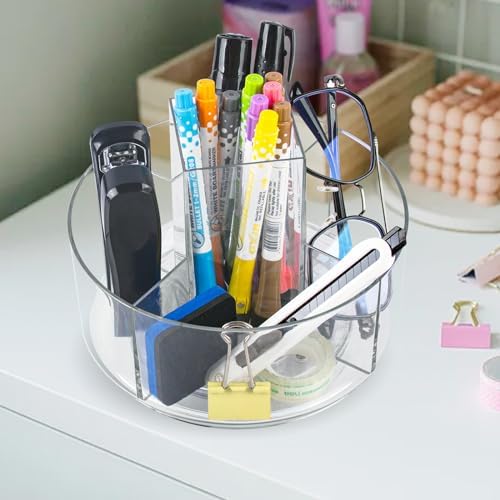 360° Rotating Makeup Organizer Clear Lazy Susan Organizer for Vanity, Cosmetic Display Cases for Bathroom Countertop, Makeup Storage Organizer, Desktop Dresser Sundries Storage Boxes - Image 6