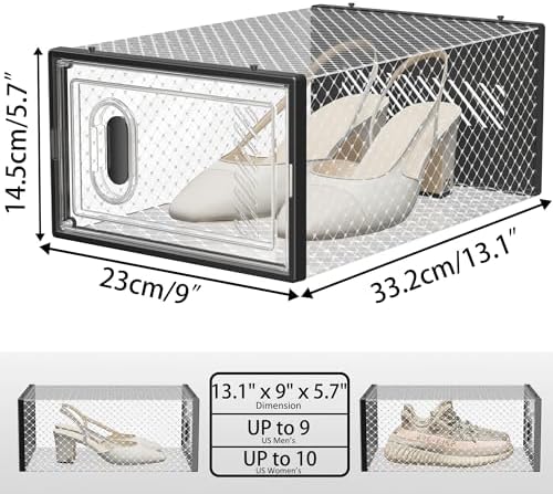 SIMPDIY Clear Shoe Storage Boxes, Stackable Shoe Organizer for Closet | 12 Pack, Magnetic Door, Aromatherapy Stick, for Size 10, Plastic, Shoe Rack for Closet, Entryways, Under-bed Storage - Image 3
