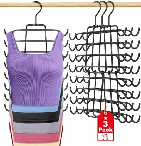 3Pcs Tank Top Hangers Space Saving Hanger Organizer Bra Hangers Black by Besslly