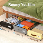 GoMaihe Under Bed Storage with Wheels 48L Beige 2-Pack | Underbed Storage Containers with Lids Rolling Bins for Shoes Clothes in Dorm Bedroom - Metal Drawers Easy Pull-out - Image 5