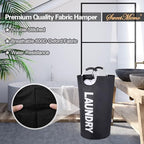Large Laundry Basket, Laundry Hamper Bag with Handles, 95L, Black - Image 2