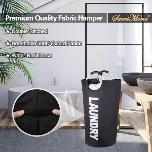 Large Laundry Basket, Laundry Hamper Bag with Handles, 95L, Black - Image 2