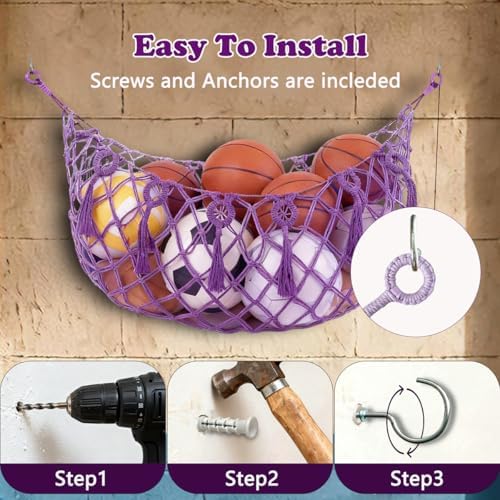 Sports Ball Storage Net，Sport Equipment Storage Hanging Hammock，Organizer Net for Basketball,Volleyball,Football - Image 7
