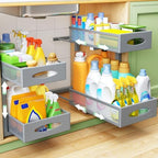 2 Pack Under Sink Organizer, 2 Tier Pull out Cabinet Organizer Mesh Baskets with 5 Adjustable Heights, Sliding Drawers Storage Shelf for Home, Kitchen, Bathroom, Pantry, Office, Countertop ,Grey by Kitstorack