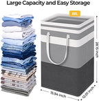 HomeHacks 2-Pack Large Laundry Basket, Waterproof, Freestanding Laundry Hamper, Collapsible Tall Clothes Hamper with Extended Handles for Clothes Toys in the Dorm and Family Gradient Grey, 88L | Waterproof, Freestanding, Collapsible Clothes Hamper with... - Image 4