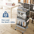 DTK 3-Tier Rolling Cart with Table Top, Metal Utility Cart with Side Bags - Image 3