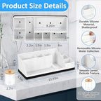Bathroom Organizer Countertop, White Silicone Toothbrush Holders for Bathrooms with 3PCS Qtip Holder Dispenser, Toothbrush and Toothpaste Holder for Bathroom Counter Organization Storage Vanity - Image 5
