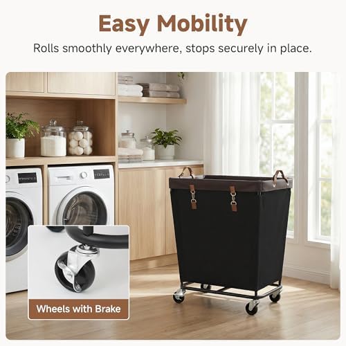 StorageWorks 210L Laundry Basket with Wheels, Rolling Hampers for Clothing - Image 3