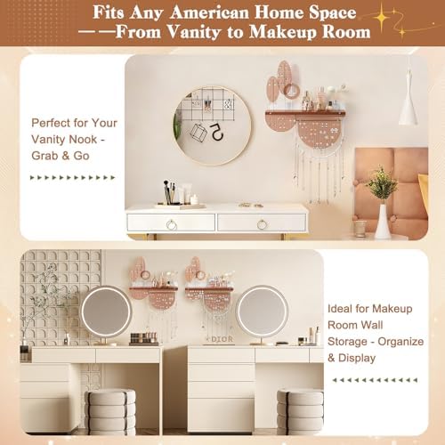 Keebofly Wall Mounted Hanging Jewelry Organizer Honey Brown - Image 4