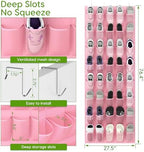 Over the Door Shoe Organizer with 40 Large Breathable Mesh Pockets, Space Saving Shoe Holder, Hanging Shoe Rack for Entryway Bedroom Closet Storage (Pink, 40 Pockets) - Image 2