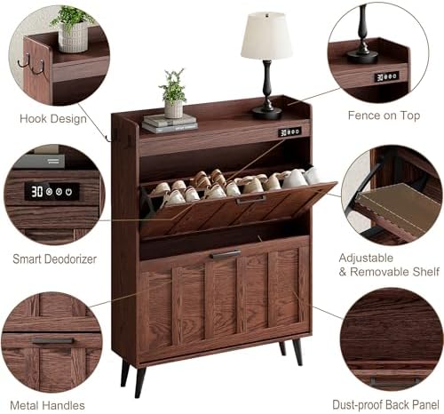 ChooChoo Shoe Storage Cabinet with 2 Flip Drawers and Deodorizer - Image 5