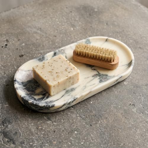 YKAJO Calacatta Viola Oval Marble Tray, 11.8x5.9 Vanity Perfume Organizer - Image 7