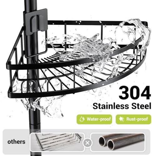 Standing Corner Shower Caddy - Rustproof Bathroom Shower Stand Shelf - Image 2
